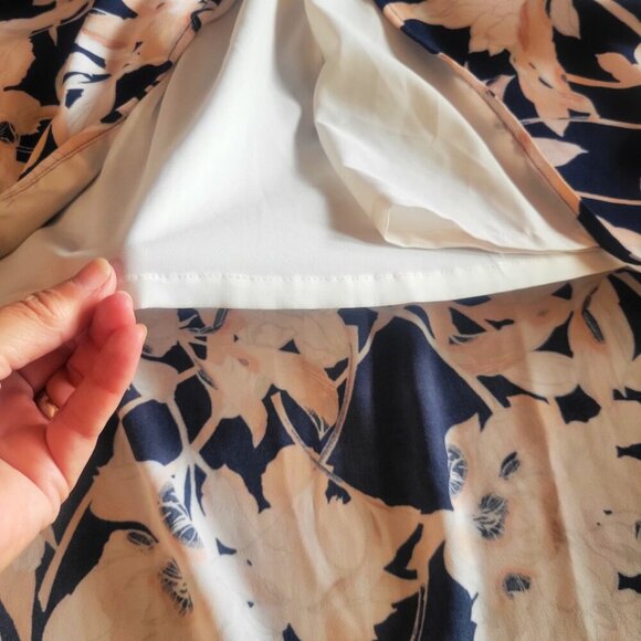 Leith Women's Blue Floral Wrap Dress Short Flutter Sleeve Knee Length - Size L - Picture 11 of 14